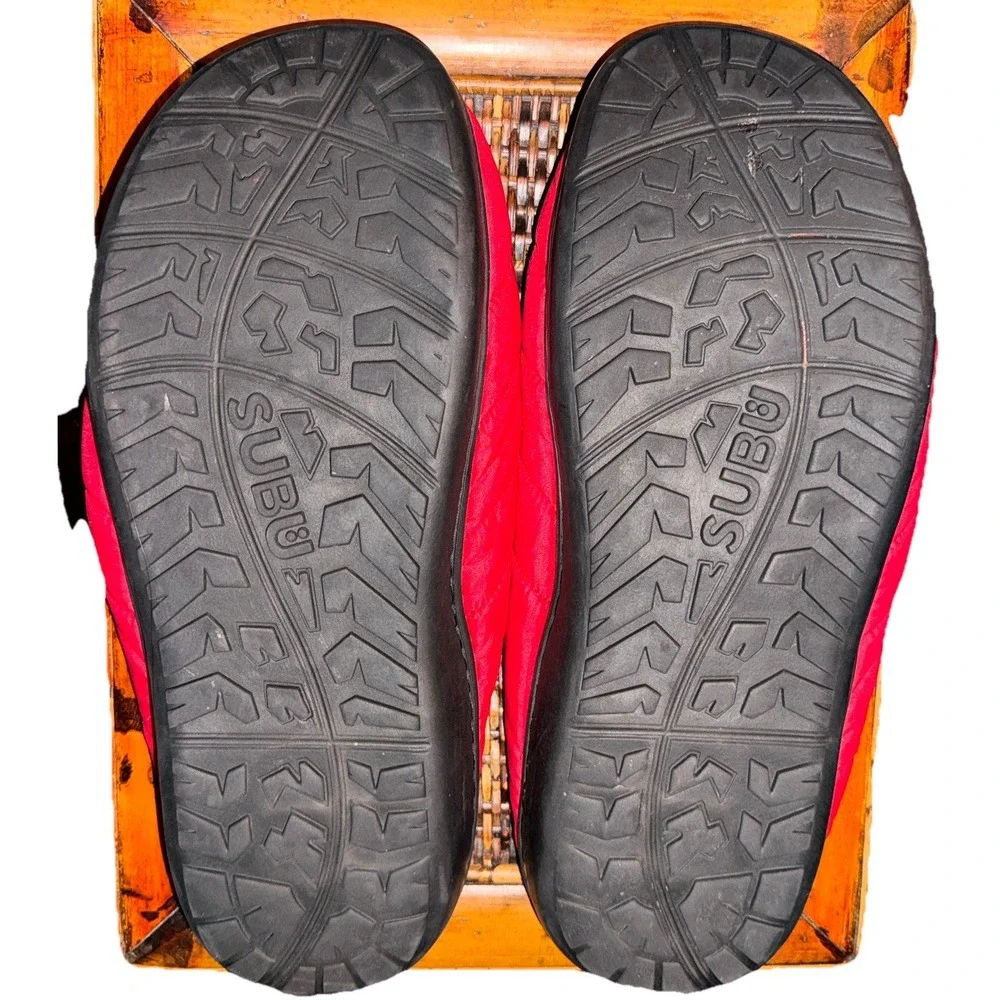 Subu Quilted Puffer Slippers Indoor/ Outdoor Comfort Camping Unisex Red Sz 2